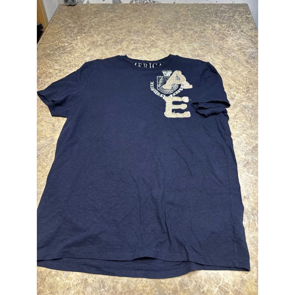 American Eagle Outfitters Mens Navy Blue Athletic Fit AE Crest Graphic T-Shirt L